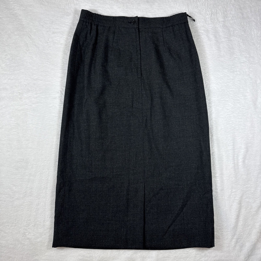 100% Pure Wool Dark Grey Petite Size 6 Casual Corner Pencil Skirt Knee Length